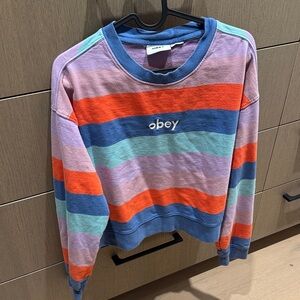 Obey Women’s Colorful Striped Sweatshirt